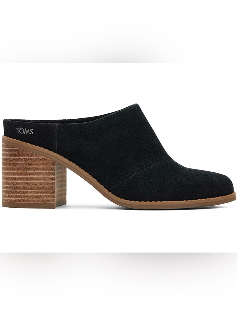 Toms Women’s Slip-On Black Suede Stacked Heel Evelyn Mule,New, Size 7. R14